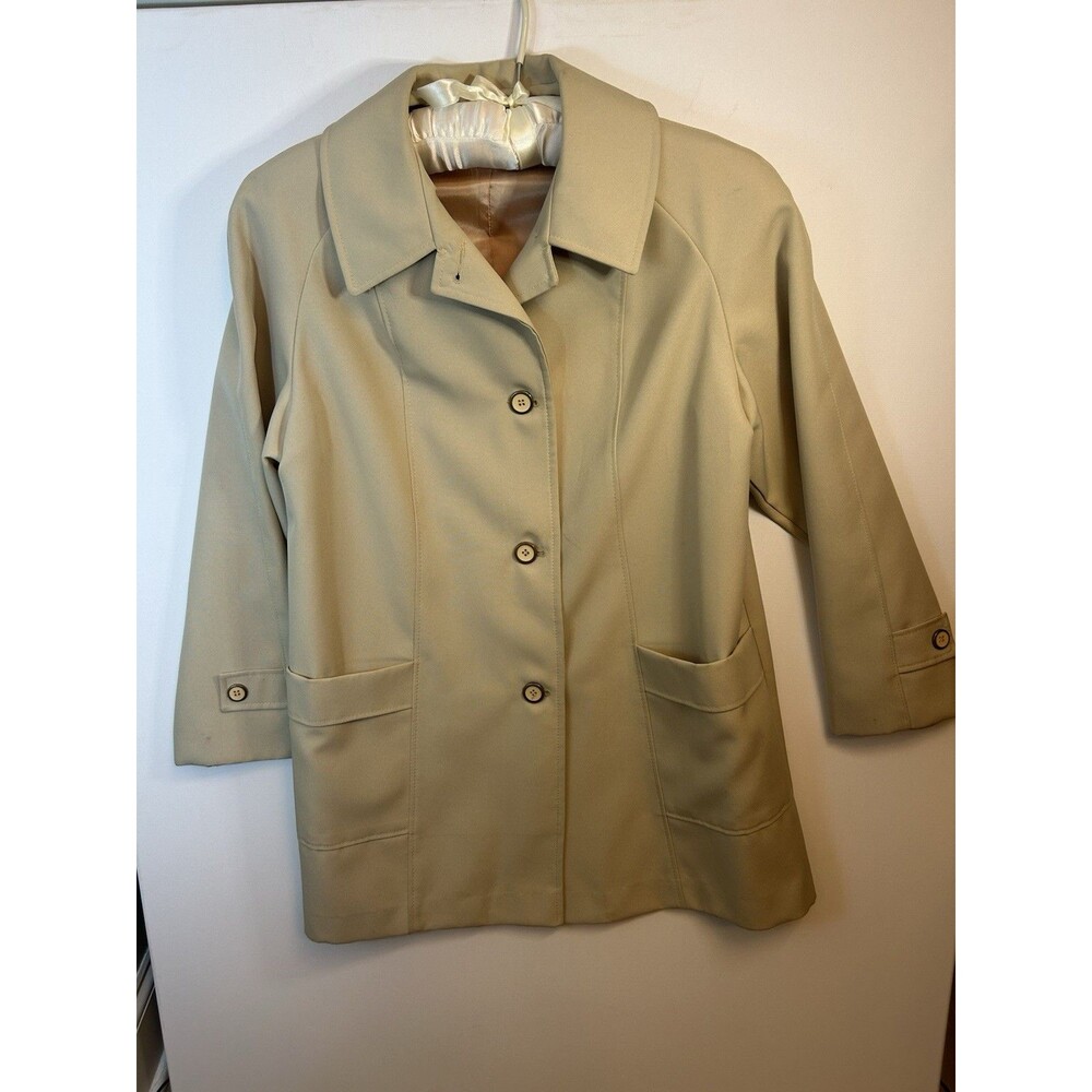 Vintage Beige Button Front Car Coat Women’s Classic Tailored Jacket With Pockets - Picture 13 of 16